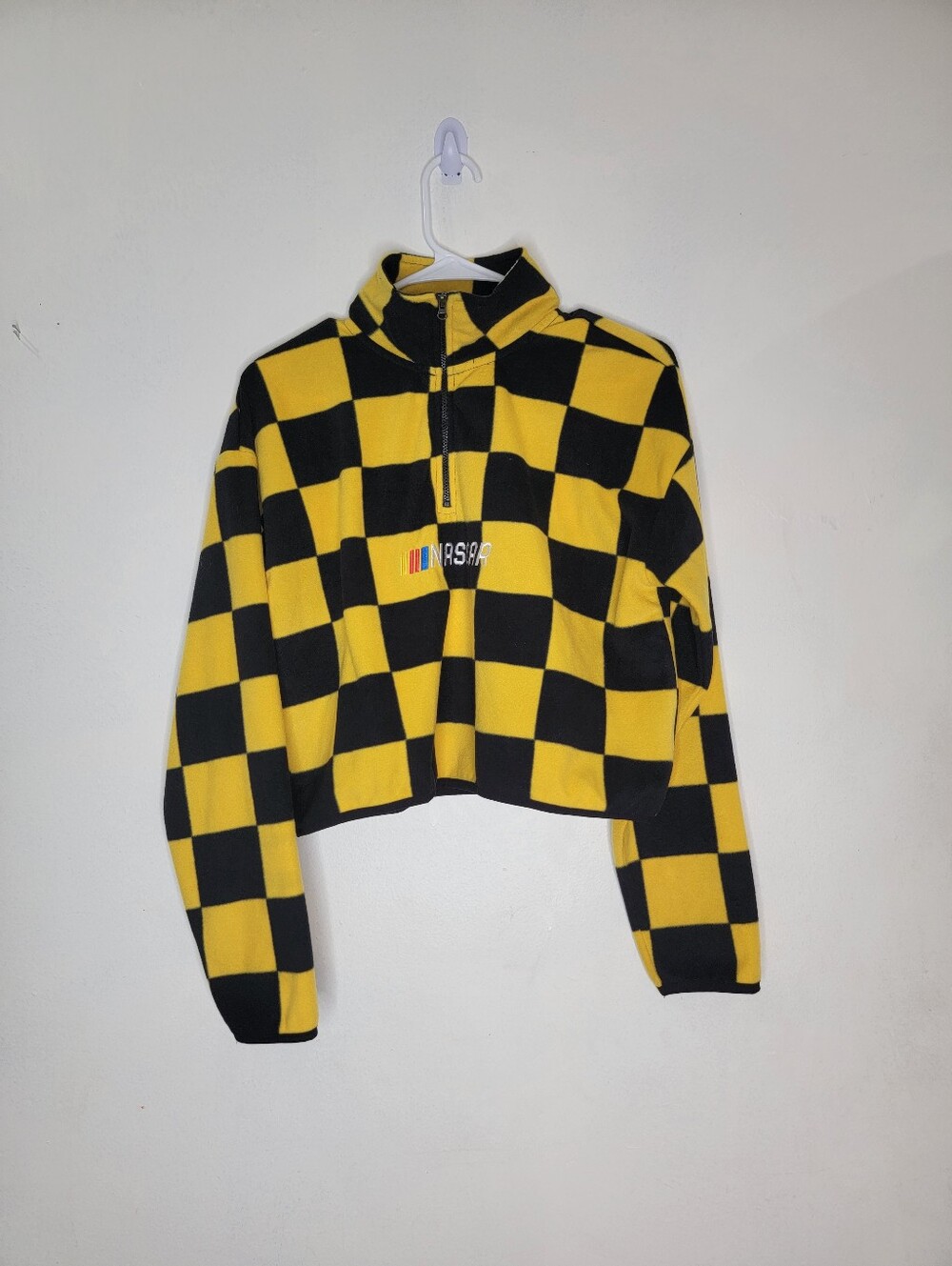 NASCAR Yellow and Black Checkered Zip Pullover